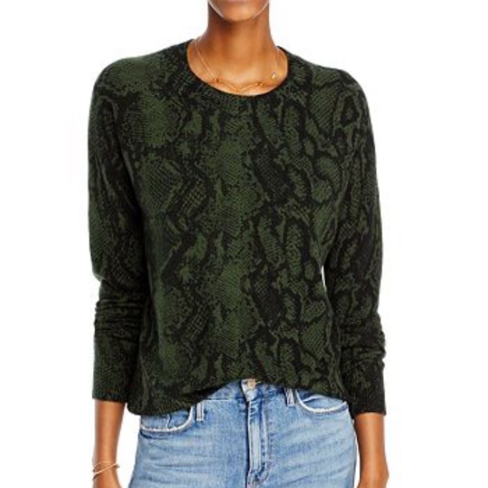 100% CASHMERE Aqua Cashmere snake print lightweight sweater